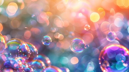 Canvas Print - Rainbow Bubbles and Soft Lights