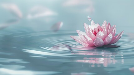 Sticker - Pink Water Lily on Calm Water