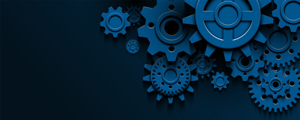Fototapete - Technology background, concept of cogs and gears in the form of digital connection structure for banner advertising media design