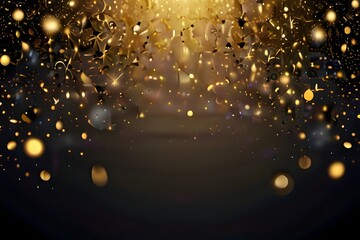 background of abstract glitter lights. gold and black. de focused Generative AI