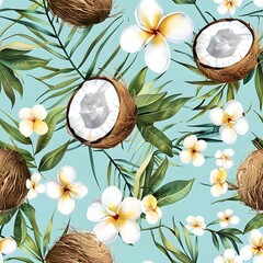 Wall Mural - coconut and flowers