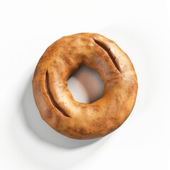 Wall Mural - brown donut on white background