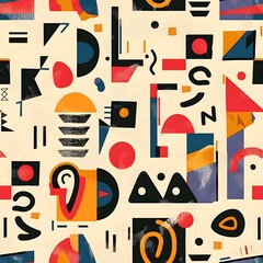 Wall Mural - seamless retro pattern with elements