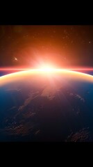 Wall Mural - a view of the sun rising over the earth from space