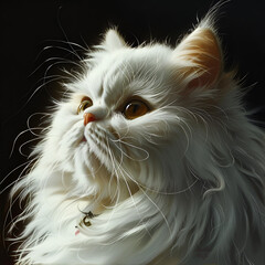 Sticker - there is a white cat with a collar looking up