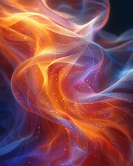 Poster - vibrant, abstract swirl of blue and orange light. perfect for creative backgrounds, digital wallpape