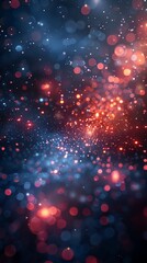 Poster - beautiful abstract background with bokeh lights in blue and red colors, perfect for festive, celebra