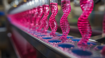 Poster - Medical research lab with DNA analysis, featuring biotechnology scientists, laboratory equipment, and advanced medical technology for health and scientific research.