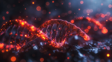Poster - Abstract background with a prominent DNA structure, emphasizing genetic science and advancements in molecular biology.