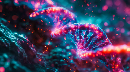 Poster - DNA structure background showcasing intricate genetic details, ideal for themes of biotechnology and molecular research.