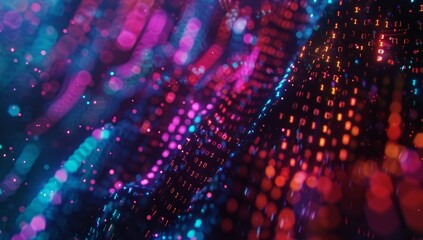 Poster - Abstract Digital Code with Neon Lights and Bokeh