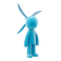 Canvas Print - 3D icon - people with Wind Turbine, on isolated transparent background