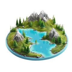 Poster - 3D Lake icon, on isolated transparent background