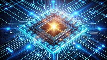 Canvas Print - Futuristic image of a quantum processor power surge technology, futuristic, quantum, processor, power surge, technology