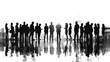 © K2Kstock - Silhouettes of business people in full growth standing close to each other and talking isolated on transparent background