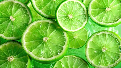 Wall Mural - Fresh limes water explosion in a light green background, limes, water, explosion, fresh, citrus, fruit, green, splash