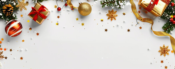 festive christmas banner web poster, header for website, colorful decorative decorations. horizontal