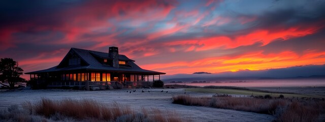 Wall Mural - a grassy expanse of a field Above, clouds populate the sky