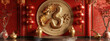 © si9nzation - Bold Chinese podium with striking red and gold decor featuring dragon motifs