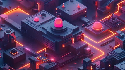 Poster - a futuristic cityscape with towering buildings illuminated by vibrant neon lights, showcase a comple