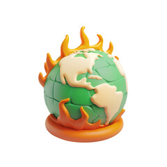 3D Climate Change globe, on isolated transparent background