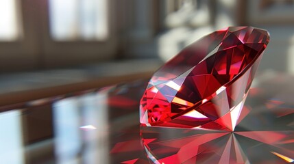 Canvas Print - Close-up of a Sparkly Red Gemstone