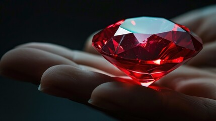 Canvas Print - Sparkling Red Gemstone on Palm