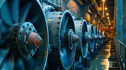 Poster - Close up View of Hydropower Turbines in a Renewable Energy Plant