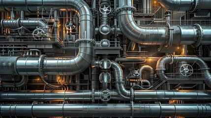 Poster - Complex Network of Pipes and Valves in an Oil Refinery Facility