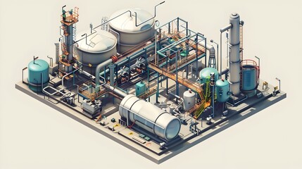 Aufkleber - Comprehensive Natural Gas Processing Plant with Diverse Industrial Components