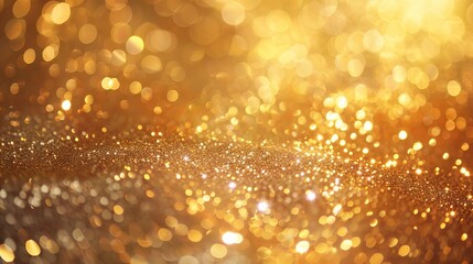 Wall Mural - glamorous golden bokeh and sparkling glitter background with luxurious defocused circles creating an