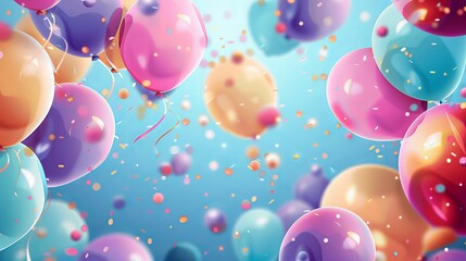 Wall Mural - Colorful abstract holiday background with floating balloons, perfect for advertising, promotions, birthday cards, and invitation designs in a festive celebration theme - vector illustration