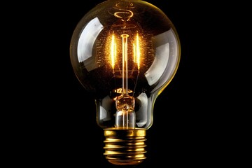 Poster - Vintage Edison Bulb with Filament Dark Background