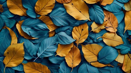 Canvas Print - Yellow and blue of leaves design background