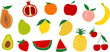 © Tanatphong - Fruit in Hand-drawn style set , Drawing of food elements for design menu label packaging . icons vector illustration