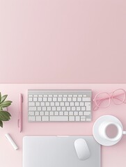 Poster - a soothing workspace with pastel seo graphs, emphasizing content creation in a fresh digital marketi
