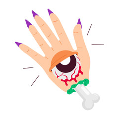 Wall Mural - A comic style flat sticker of creepy hand 


