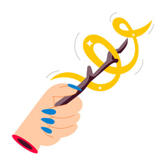 Wall Mural - A magic stick flat style sticker 

