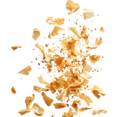 Wall Mural - Dehydrated onion flakes with powder in air, on white background