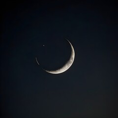 moon and stars on the dark sky