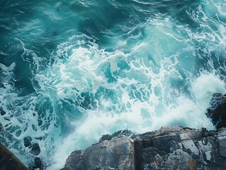 Ocean Waves Crashing Against Rocky Coast - Photo