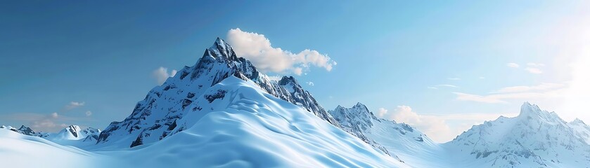 snowy mountain peak with cloud 3d illustration