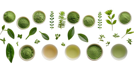 Wall Mural - Powdered matcha in a plate, created using generative AI technology.