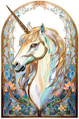 Poster - Elegant stained glass unicorn art