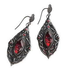 Wall Mural - A pair of enchanted earrings with runes on transparent background