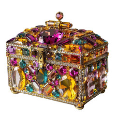 Wall Mural - A sparkling chest of jewels on transparent background