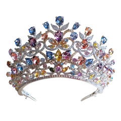 Wall Mural - A sparkling tiara with jewels on transparent background