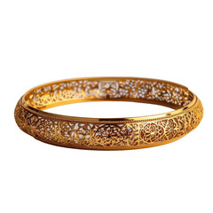 Wall Mural - A golden bracelet with intricate patterns on transparent background