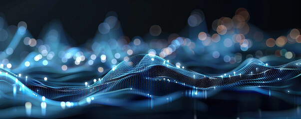 Poster - digital background perfect for tech processes, neural networks, artificial intelligence, data transf