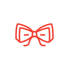 Sticker - hand drawn red bow ribbon